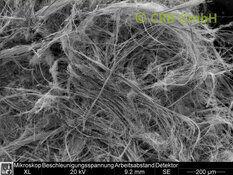 REM-Bild Krokydolith-Asbest in Faserzement | © CRB Analyse Service GmbH